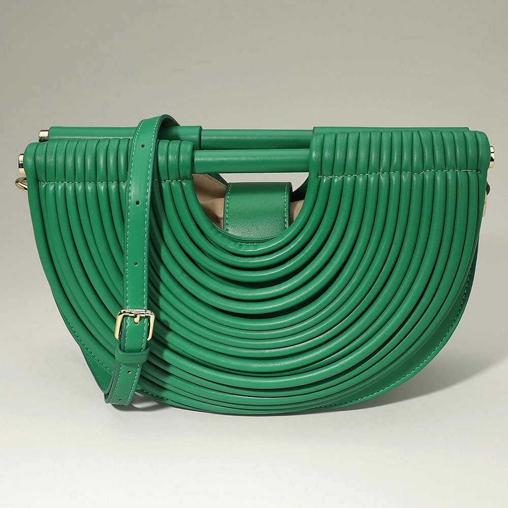 White Vegan Leather Half Moon Structured Handbag Crossbody Bag